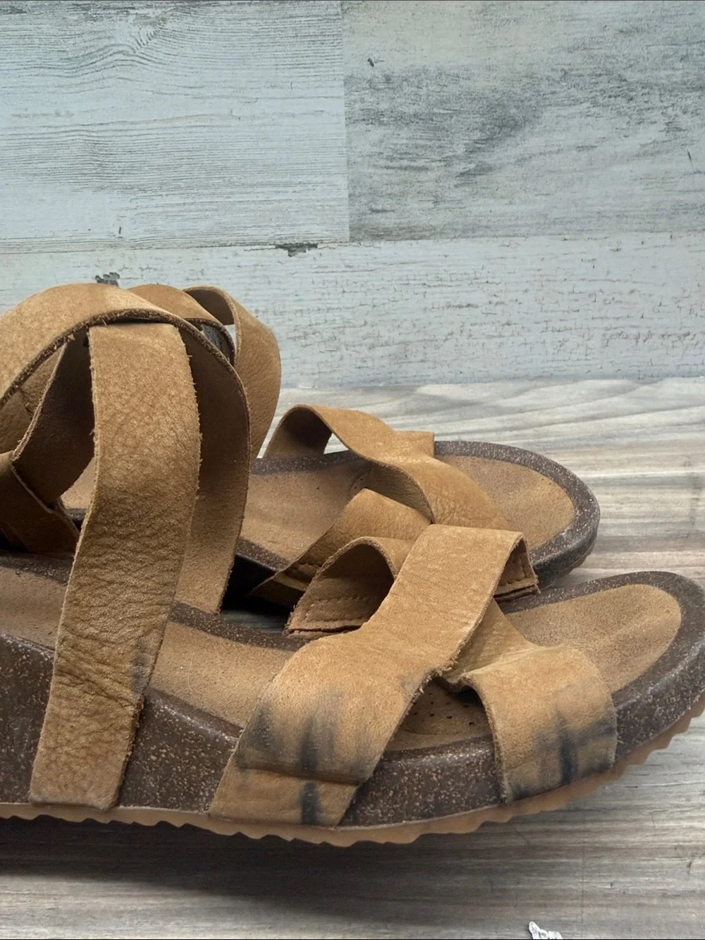 Teva Women’s Leather Strappy Wedge Sandals - Tan Size 9